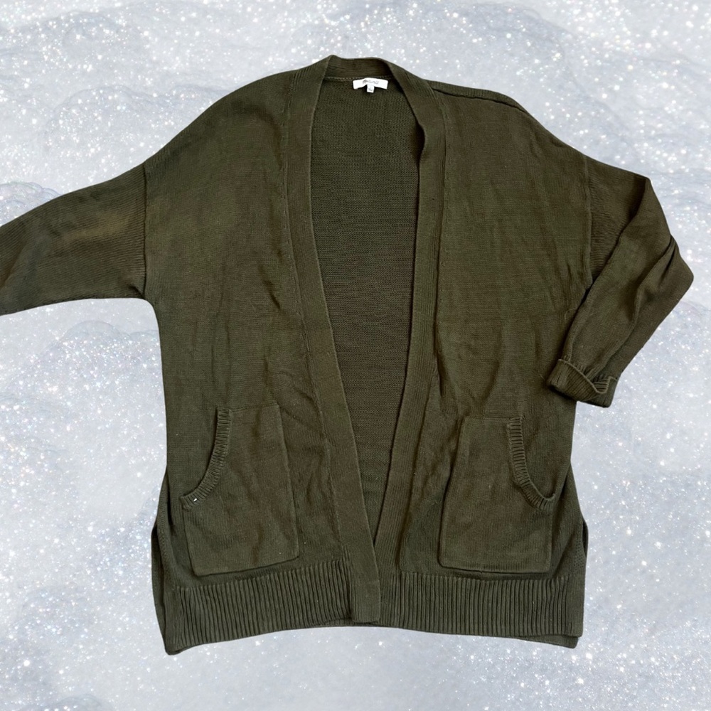 Madewell Midland 100% Cotton Cardigan Olive Green